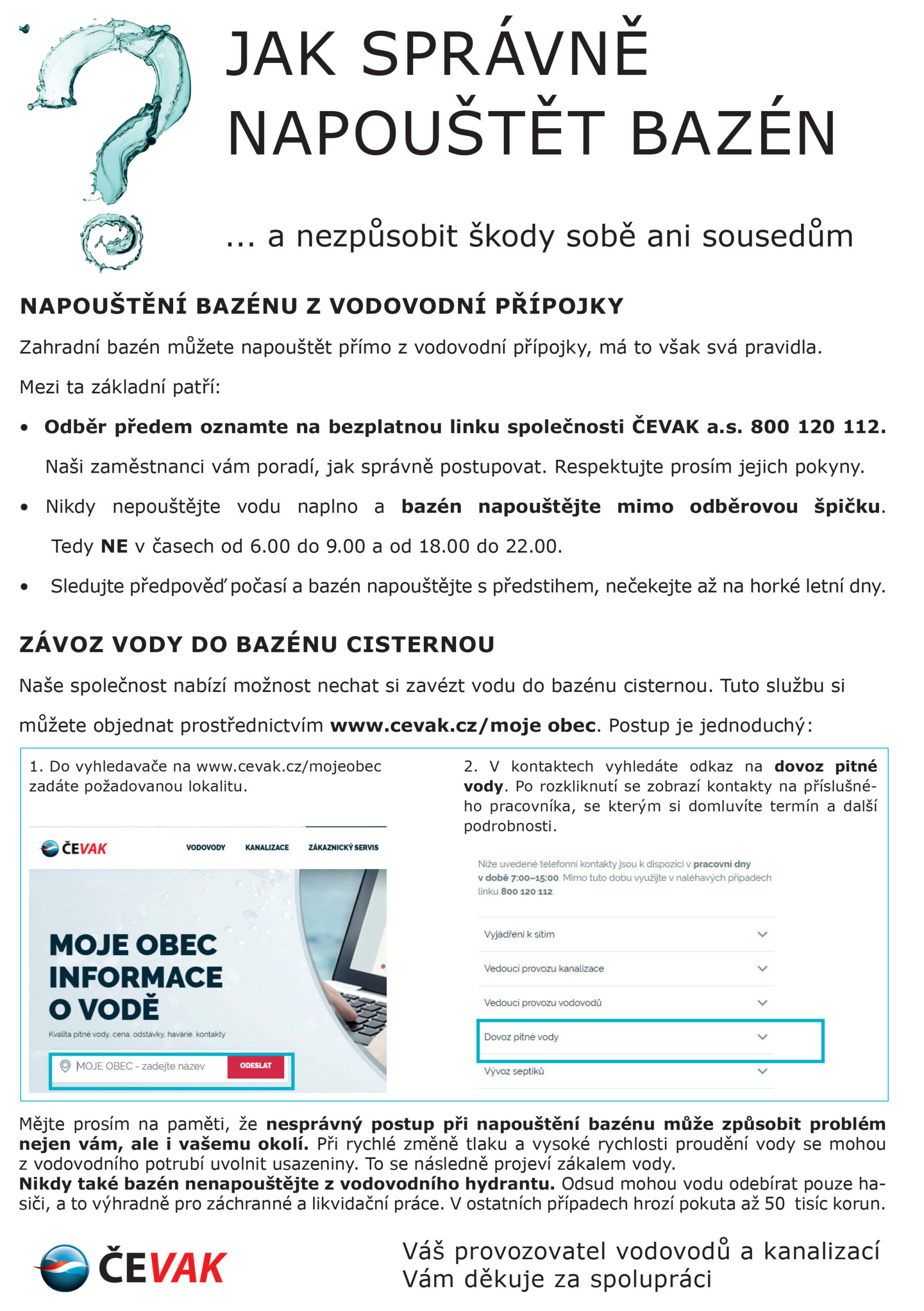 Jak správně napouštět bazén